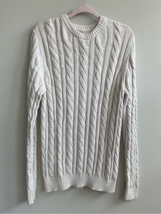 St. John's Bay Other - St. John's Bay Cream Cable-Knit Crewneck Sweater Fisherman Preppy 100% Cotton